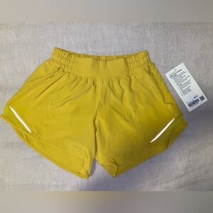 NWT Lululemon Athletica 4” Hotty Hot Shorts - Yellow